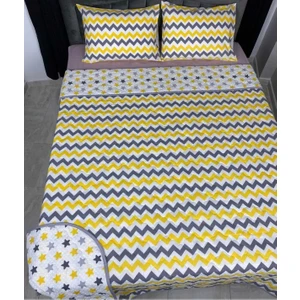 White Home Tek Kişilik Çift Yönlü Çok Amaçlı Yatak Örtüsü Zigzag Sarı