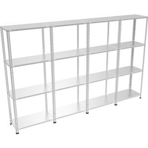 Galvanizraf® 4 Katlı 4'lü Bitişik Galvaniz Çelik Raf Arşiv Rafı Depo Rafı Kiler Rafı 43X60X100