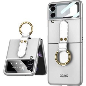 HTStore Samsung Galaxy Z Flip 3 Kılıf Htstore Htstore Zore Flip Ring Kıpta Kapak-Gümüş
