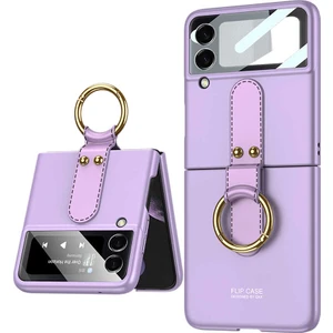 HTStore Samsung Galaxy Z Flip 3 Kılıf Htstore Htstore Zore Flip Ring Kıpta Kapak-Mor