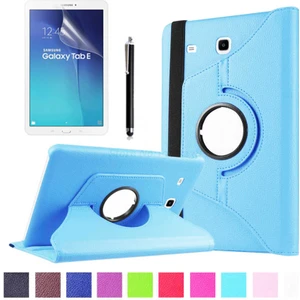 HTStore Galaxy Tab E T560 9.6 Htstore Zore Dönebilen Standlı Kılıf-Mavi