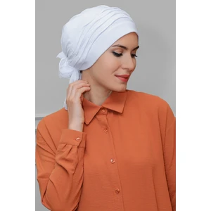 Hürrem Bone Beyaz Pratik Hazır Geçmeli Tesettür Bone Sandy Kumaş Incili Pileli Nervürlü Güllü 1805_42