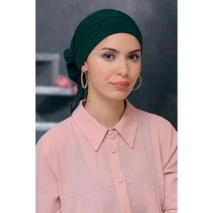 Hürrem Bone Zümrüt Pratik Hazır Geçmeli Tesettür Bone Sandy Kumaş Pileli Nervürlü Güllü 1806_37