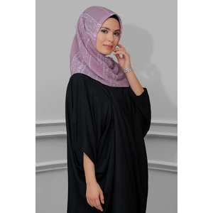 Hürrem Bone Gül Kurusu Pratik Hazır Geçmeli Tesettür Eşarp Kesik Elyaf Piliseli Çizgili Desenli 1818D2_18