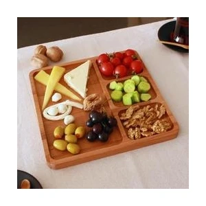 Koza Wood Art Ahşap Kahvaltı - Kahve - Meyve Sunum Tabağı Tabak
