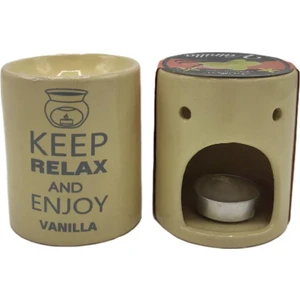 Dünyadan Hediyeler Relax And Enjoy Vanillla Seramik Buhurdanlık ve Wax Mum