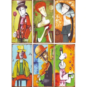 Hayat Poster Sanatsal Illustrasyon 6lı Mini Ahşap Poster Seti