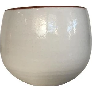 Armenbotanik Beyaz Renk Sırlı El Yapımı Küçük Boy Toprak Saksı (11*11 Cm)