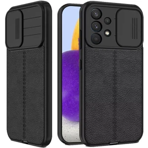 Samsung Galaxy A52 Kılıf Kamera Korumalı Deri Dokulu+5d Tam Ekran Koruyucu Cam