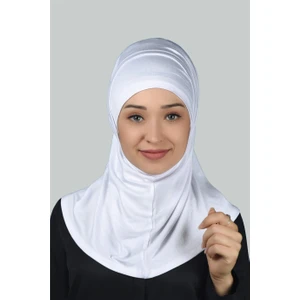 İkili Set Pratik Eşarp Hazır Türban Ve Hijab Tesettür Bonesi - Beyaz