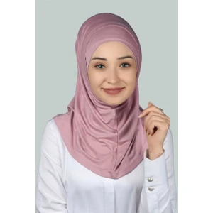 İkili Set Pratik Eşarp Hazır Türban Ve Hijab Tesettür Bonesi - Koyu Pembe