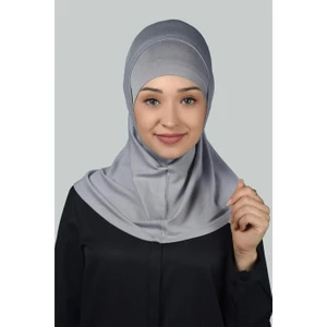 İkili Set Pratik Eşarp Hazır Türban Ve Hijab Tesettür Bonesi - Gri