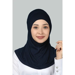 İkili Set Pratik Eşarp Hazır Türban Ve Hijab Tesettür Bonesi - Lacivert
