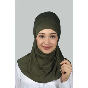 İkili Set Pratik Eşarp Hazır Türban Ve Hijab Tesettür Bonesi - Haki