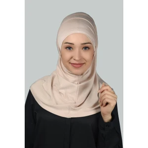İkili Set Pratik Eşarp Hazır Türban Ve Hijab Tesettür Bonesi - Bej