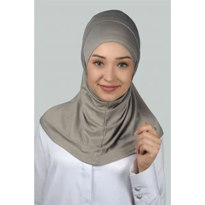 İkili Set Pratik Eşarp Hazır Türban Ve Hijab Tesettür Bonesi - Açık Vizon