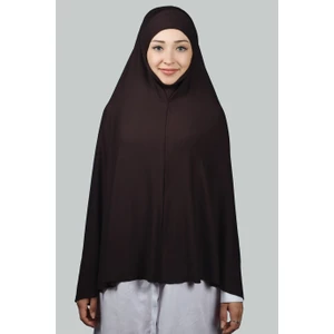 Hazır Türban Peçeli Pratik Eşarp Tesettür Nikaplı Hijab - Namaz Örtüsü Sufle (5Xl) - Koyu Kahverengi