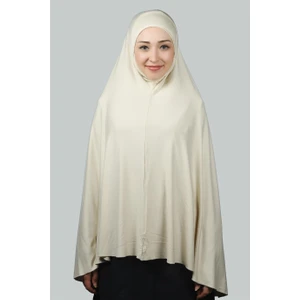 Hazır Türban Peçeli Pratik Eşarp Tesettür Nikaplı Hijab - Namaz Örtüsü Sufle (5Xl) - Krem