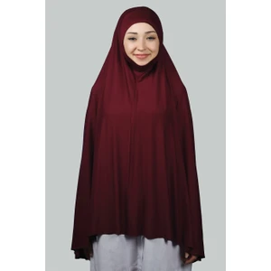 Hazır Türban Peçeli Pratik Eşarp Tesettür Nikaplı Hijab - Namaz Örtüsü Sufle (5Xl) - Bordo
