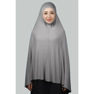 Hazır Türban Peçeli Pratik Eşarp Tesettür Nikaplı Hijab - Namaz Örtüsü Sufle (5Xl) - Gri