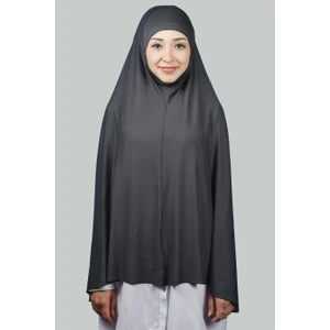 Hazır Türban Peçeli Pratik Eşarp Tesettür Nikaplı Hijab - Namaz Örtüsü Sufle (5Xl) - Füme
