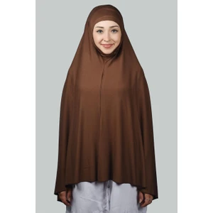 Hazır Türban Peçeli Pratik Eşarp Tesettür Nikaplı Hijab - Namaz Örtüsü Sufle (5Xl) - Çikolata