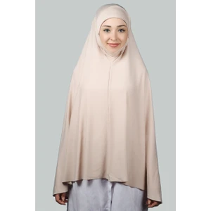 Hazır Türban Peçeli Pratik Eşarp Tesettür Nikaplı Hijab - Namaz Örtüsü Sufle (5Xl) - Bej