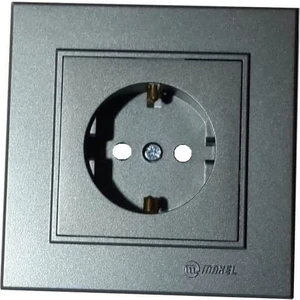 Karea Çocuk Korumalı Topraklı Priz Füme Modül+Kapak+Çerçeve