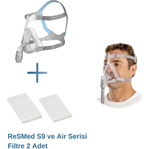 Quattro Air Tam Yüz Cpap Maskesi (Large Boy) +Resmed S9 ve Air Serisi Filtre 2’li Paket