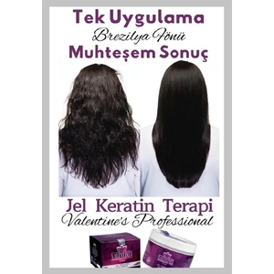 Valentines Professional Jel Keratin Terapi  Aylarca Kalıcı Mükemmel Bakım Ve Düz Saçlar Kolay Kullanım / Brezilya Fönü