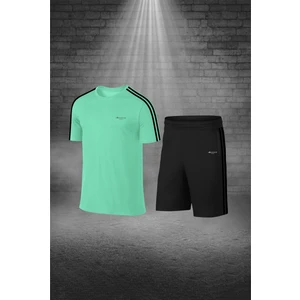 Poseidon Storm Erkek Su Yeşili Dri-Fit Kumaş Spor Için Konforlu Cepli Kısa Kol Tişört Şort Ikili Takım (S-3xl)