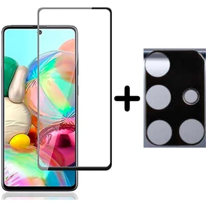 wowacs Samsung Galaxy M31S 5d Tam Kaplayan Cam Ekran Koruyucu ve Kamera Lens Koruyucu Seti