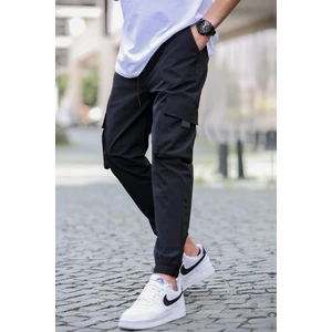 Siyah Kargo Cep Erkek Jogger Pantolon 5461
