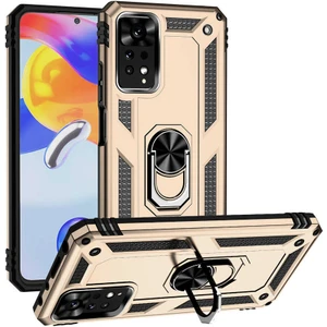 Case 4U Xiaomi Redmi Note 11 Pro 5g Kılıf Çift Katmanlı Yüzüklü Manyetik Vega Kapak Altın