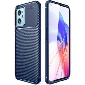 Case 4U Oppo A96 4G Kılıf Rugged Armor Karbon Desenli Lüx Negro Silikon Arka Kapak Lacivert
