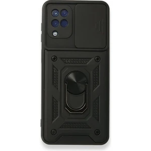 Case 4U A12 / M12 Uyumlu Kılıf Stand Olabilen Yüzüklü Sürgülü Vega Arka Kapak Siyah