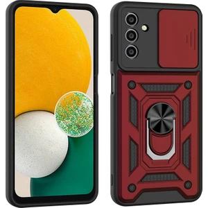 Case 4U M52 Uyumlu Kılıf Stand Olabilen Yüzüklü Sürgülü Vega Arka Kapak Kırmızı