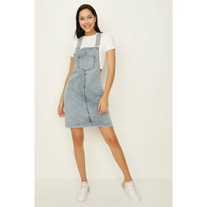 Select Moda Kadın Askılı Denim Salopet Elbise