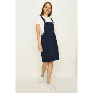 Select Moda Kadın Askılı Denim Salopet Elbise