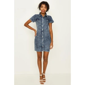 Select Moda Kadın Önden Düğmeli Denim Elbise