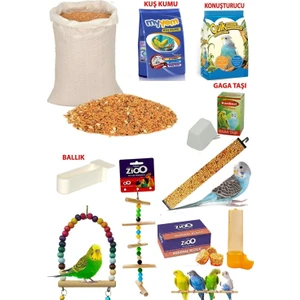 Muhabbet Kuşu Yem Sağlık ve Oyuncak Seti Yem Seti 10'lu