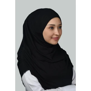 Hazır Türban Büzgülü Pileli Pratik Eşarp Tesettür Hijab - Namaz Örtüsü - Siyah