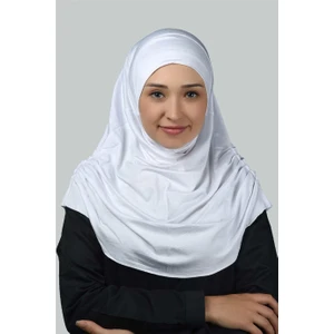 Hazır Türban Büzgülü Pileli Pratik Eşarp Tesettür Hijab - Namaz Örtüsü - Beyaz