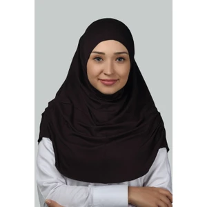 Hazır Türban Büzgülü Pileli Pratik Eşarp Tesettür Hijab - Namaz Örtüsü - Koyu Kahverengi