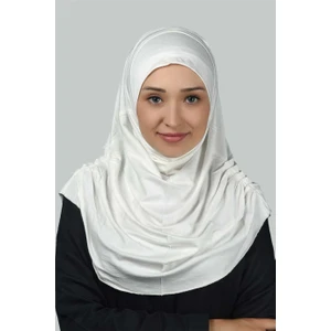 Hazır Türban Büzgülü Pileli Pratik Eşarp Tesettür Hijab - Namaz Örtüsü - Ekru