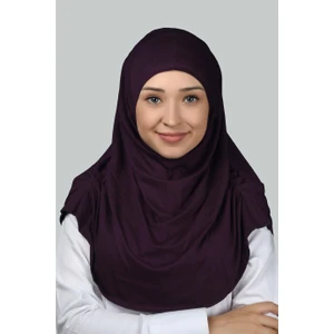 Hazır Türban Büzgülü Pileli Pratik Eşarp Tesettür Hijab - Namaz Örtüsü - Mürdüm