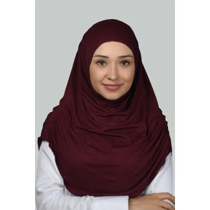 Hazır Türban Büzgülü Pileli Pratik Eşarp Tesettür Hijab - Namaz Örtüsü - Bordo