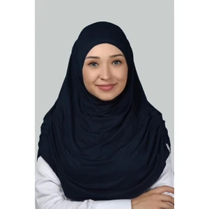 Hazır Türban Büzgülü Pileli Pratik Eşarp Tesettür Hijab - Namaz Örtüsü - Lacivert