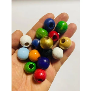 Flea Market 20 mm Karışık Renkli Ahşap Boncuk - 40 Adet