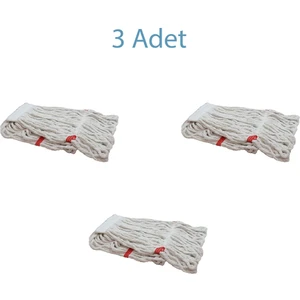 Islak Mop Püskül Paspas Başlığı Dar Beyaz 17 cm 350 gr Pamuklu 3 Adet